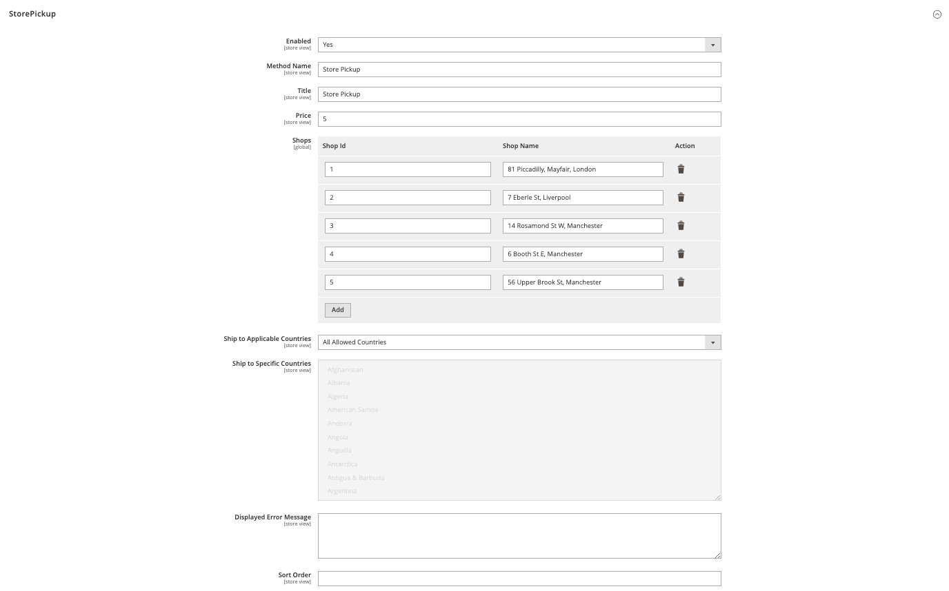 Magento adminpaneel – kohaletulemise punktide seadistamine